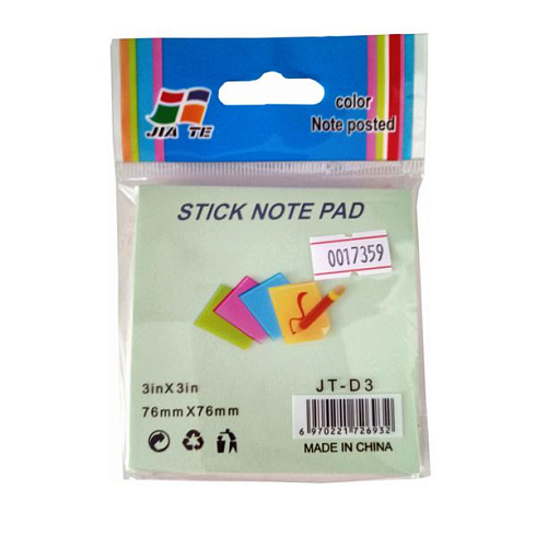 Стики 3х3 (76х76) пастель цветные арт. JT-D3