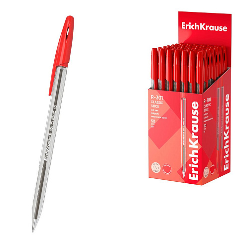 Ручка шар. "Erich Krause" R-301 stick classic красная 1,0мм 43186