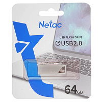 USB-накопитель, Netac, NT03U326N-064G-20PN, 64GB, USB2.0 серебристый