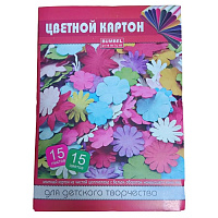 Картон цв. А4  15цв. 15 листов мелов. РАША