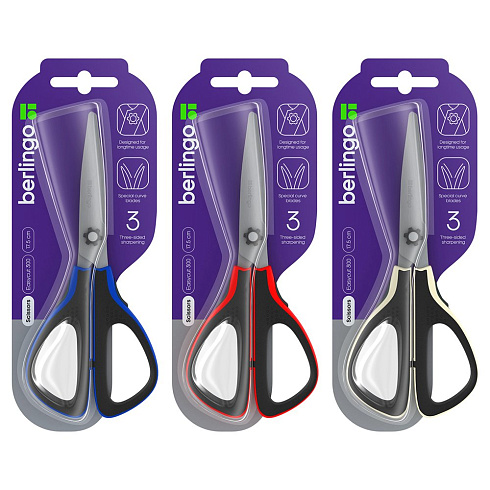 Ножницы офисные 17,5см, Berlingo "Easycut 300" ассорти, мягк вставки DNn_17535