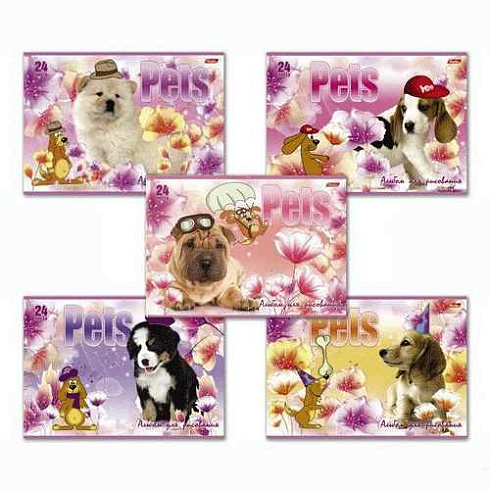 Альбом д/рис. 24л., А4, Любимцы, арт.24А4В