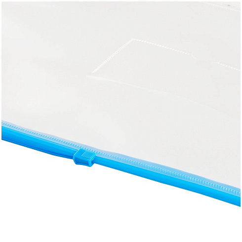 Папка-конверт на молнии OfficeSpace A4, прозрачная, 150мкм, молния синяя 329760