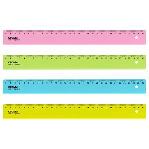 Линейка "стамм" цветная 30см неон ассорти ЛН32