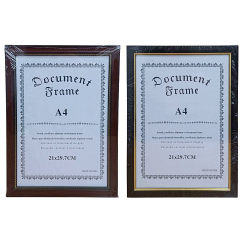 Фоторамка-А4 PS2511 темное дерево с золот.обод. без подставки 2подвеса 037 -1,3