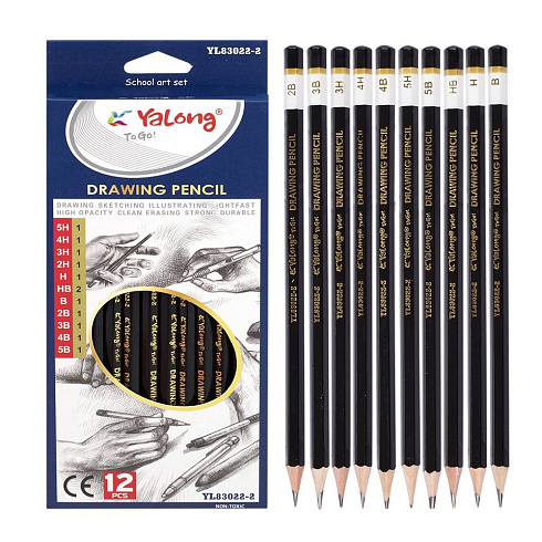 Карандаш  простой  набор  Yalong 12шт 5Н- 5В арт. YL83022-2