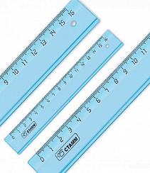 Линейка "стамм" прозрачная 16см "Cristal" голубая  ЛН1000