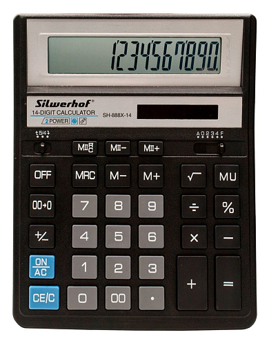 Калькулятор Silwerhof SH-888X-14 черный 14-разр., 1789284