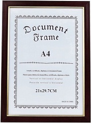 Фоторамка-А4 PS01 темное дерево с золотым ободком 037-11