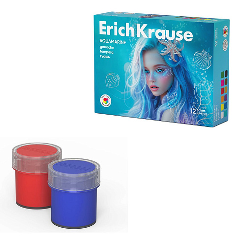 Краски гуашевые ErichKrause Aquamarine 12 цветов по 20мл. 65191