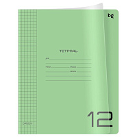 Тетрадь 12л. клетка "Однотонный. Зеленый" BG пластик. прозр. обл. Т5ск12_пл 08899