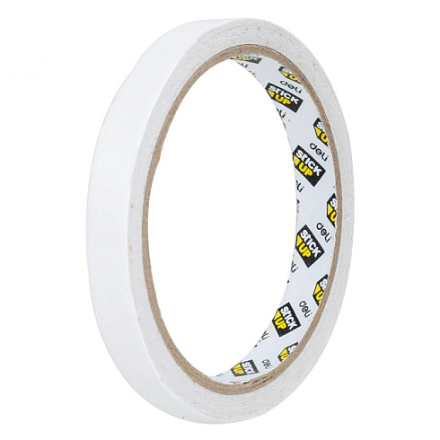 Скотч белый двухсторонний DELI 12мм 10м