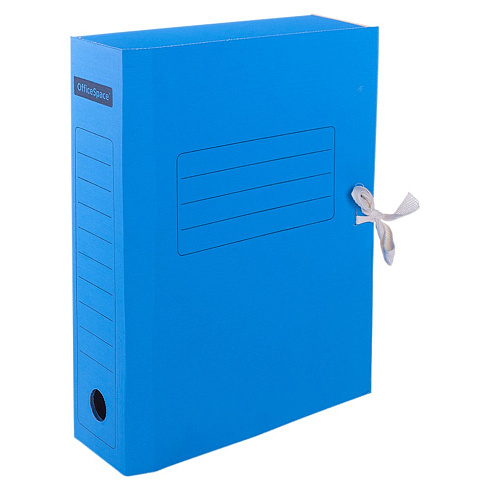 Папка архивная короб 75мм на завязках синий OfficeSpace 225429