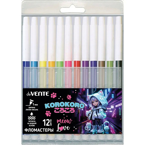 Фломастеры 12цв "deVENTE. Korokoro" с невент. колп. 5081520