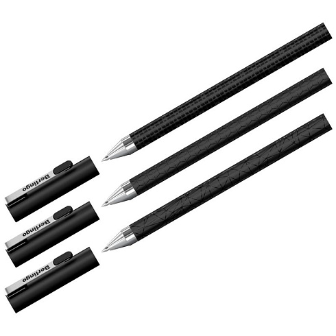 Ручка шар. "Berlingo" "DoubleBlack" синяя, 0,7мм, игольчатый стержень CBp_07007