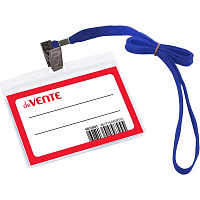 Бейдж "deVENTE" 99x66 мм, горизонт. прозрачный на ленте с клипом 4010901