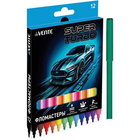 Фломастеры 12цв "deVENTE. Super Turbo" вент. колп. картон 5081635