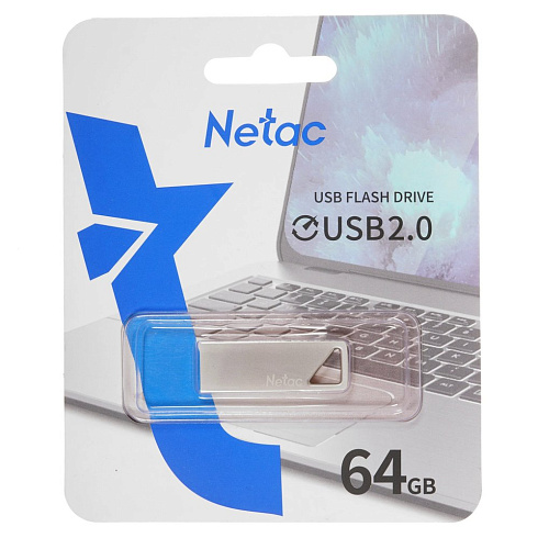 USB-накопитель, Netac, NT03U326N-064G-20PN, 64GB, USB2.0 серебристый