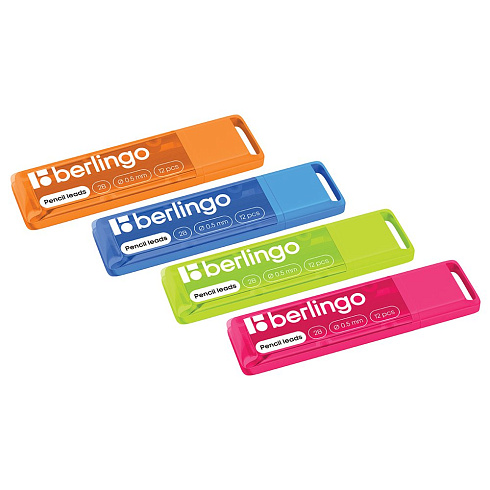 Грифели для механических карандашей, Berlingo, 2В, 0,5мм, 12шт. BSg_12004