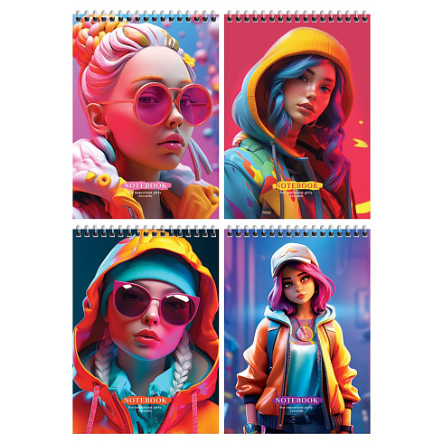 Блокнот А5  60л. на гребне BG "Important girl", твердая подложка Б5гр60 12772