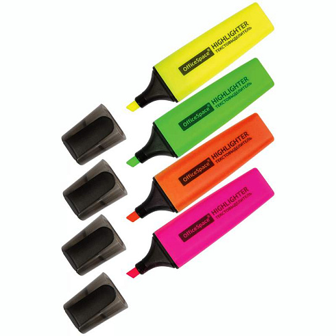 Текстовыделители  набор  4 цв. OfficeSpace , 1-5мм, арт. Н4_16451, ПВХ уп., европод