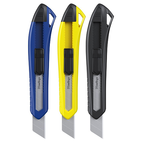 Нож канцелярский 18мм Berlingo "Razzor 100", push-lock, ассорти, европодвес BM4126