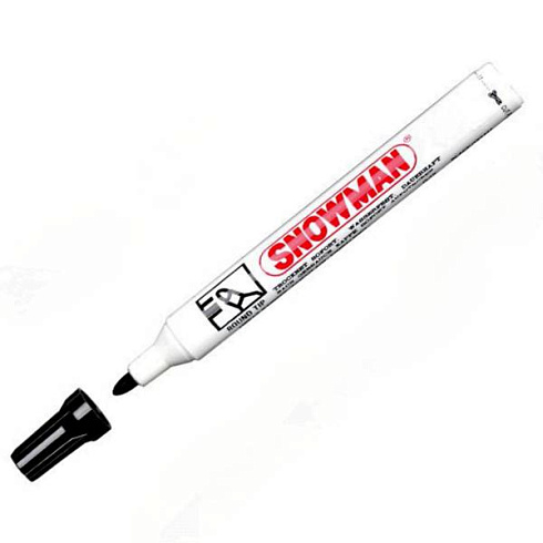 Маркер перманен. SNOWMAN черный G-12Т (12 шт.в уп) круглый