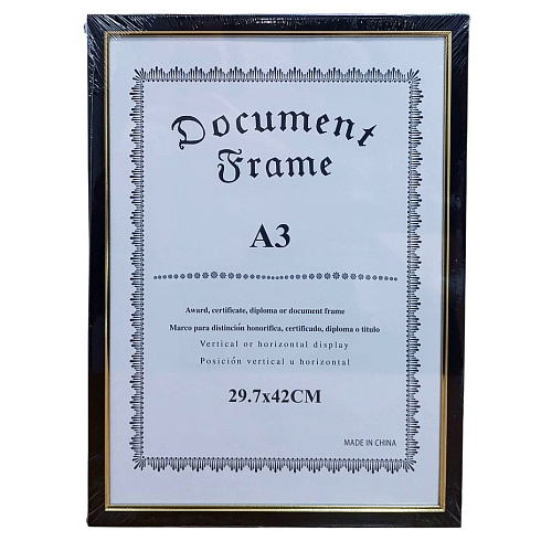 Фоторамка-А3 PS01 темное дерево с золотым ободком