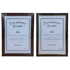 Фоторамка-А4 PS2511 темное дерево с золот.обод. без подставки 2подвеса 037 -1,3