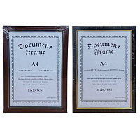 Фоторамка-А4 PS2511 темное дерево с золот.обод. без подставки 2подвеса 037 -1,3