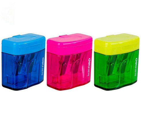 Точилка пластиковая Deli,2 отверстия с контейнером арт.0576