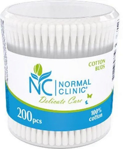 Ватные палочки 200 шт NormalClinic  квадратная,кругл коробка
