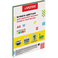 Бумага А4 ксероксн. "deVENTE" 20 л, 80 г/м², интенсивные цвета, ассорти (5 цветов) 2072231