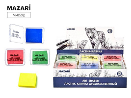 Ластик-клячка художественный, 4*4*1см, футляр ассорти М-8532