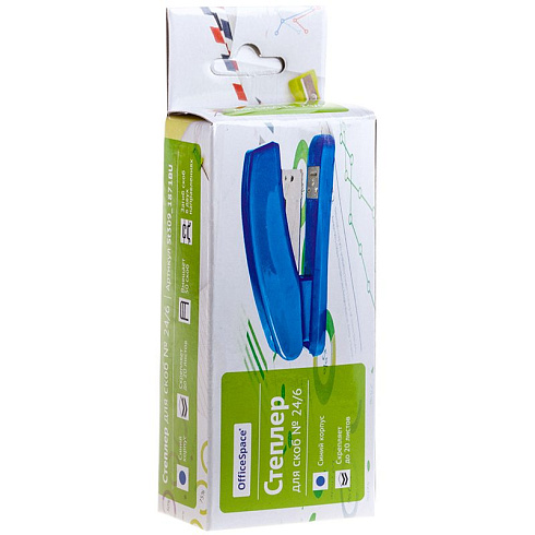 Степлер OfficeSpace №24/6 до 20л., пластиковый корпус, синий St309_1871BU