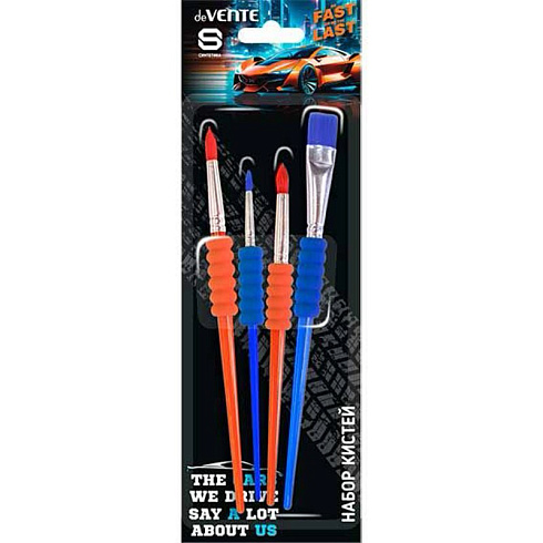 Кисть  набор  4 шт "deVENTE. Fast Or Last" (синтетика круг. № 4, 8, 12, плоск. 10) 8072531