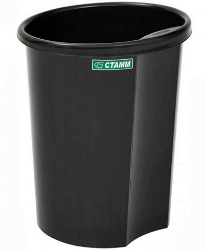 Корзина д/бумаг "Стамм" круглая цельная чёрная 12л.КР11