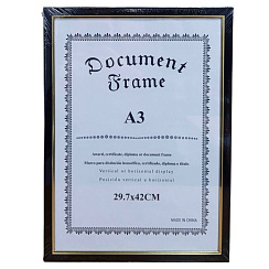 Фоторамка-А3 PS01 темное дерево с золотым ободком