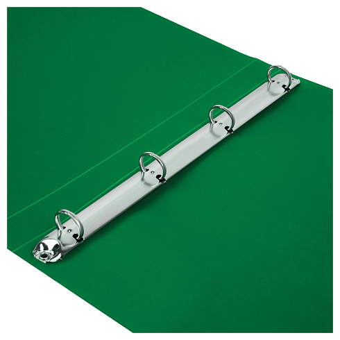 Папка на кольцах 4-к СТАММ А4, 25мм, 500мкм, пластик, зеленая ММ-32182