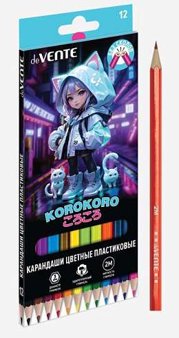 Карандаши 12 цв. "deVENTE. Korokoro" шестигр. пластик. 2М 5022544
