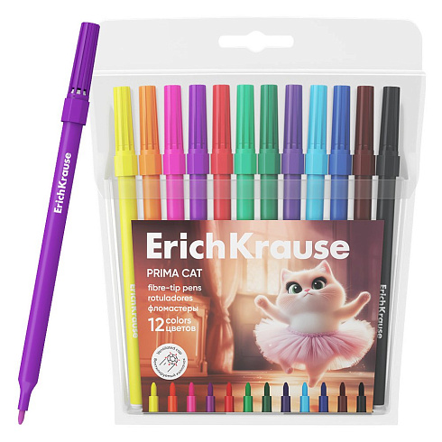 Фломастеры 12цв ErichKrause Prima Cat, 65028