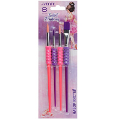 Кисть  набор  4 шт "deVENTE. Ballet Academy" (синтетика круг. № 2, 6, 10, плоск. 12) 8072528