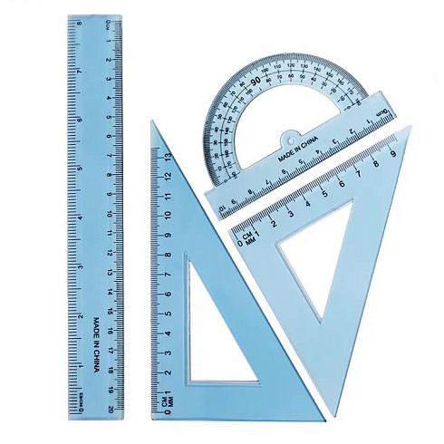Линейки  набор (лин.20см.,треуг.2шт.,трансп.), флюор. YL88135