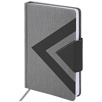 Ежедневник недатир., 160л, А5, BRAUBERG, под кожу, застежка, черный/серый ,111875