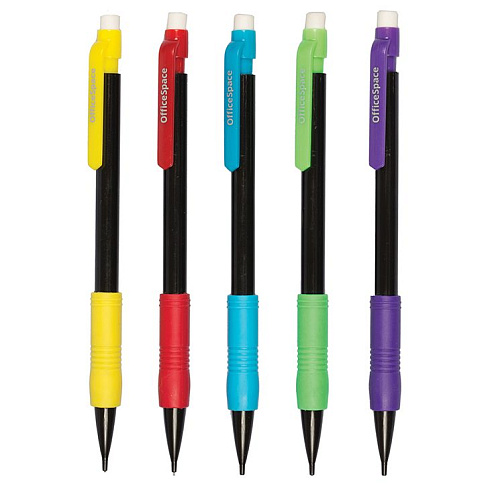 Автокарандаш OfficeSpace, 0,5мм, грип, с ластиком, ассорти XP812W_3617