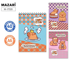 Блокнот А6 40л. на гребне кл. обл.картон М-17320