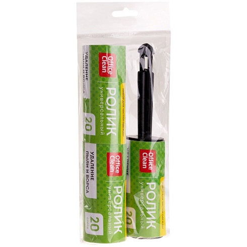 Ролик липкий для чистки одежды OfficeClean, 5,6м., 20 слоев + 2 сменных блока 5,6м,арт 322708