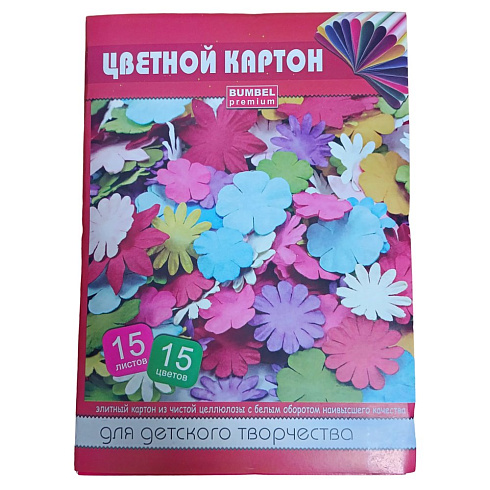 Картон цв. А4  15цв. 15 листов мелов. РАША