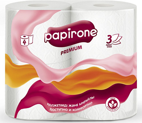 Бумага туалетная Papirone 4 рулона