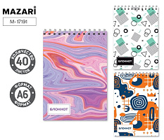 Блокнот А6 40л. на гребне кл. обл.картон М-17191